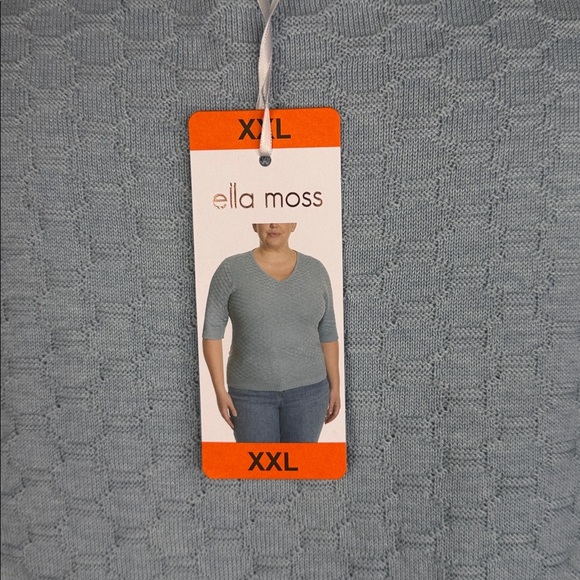 Ella Moss Light Blue V-Neck Textured Sweater Sz XXL - Picture 9 of 14